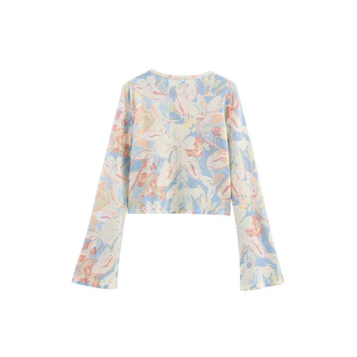 Kvinders bomulds cardigan med blomstermønster Stilla