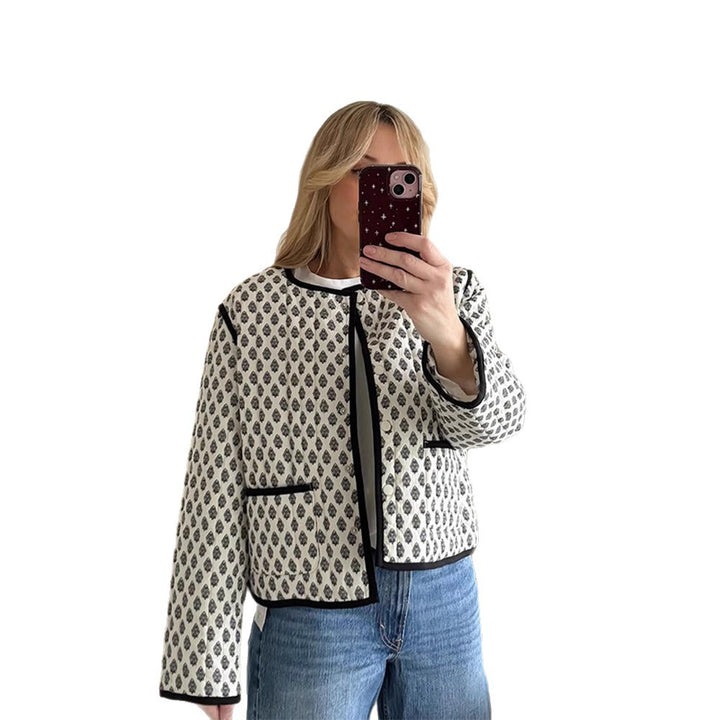 Dame Mode Steppjakke med kontrastfarvede detaljer Stilla
