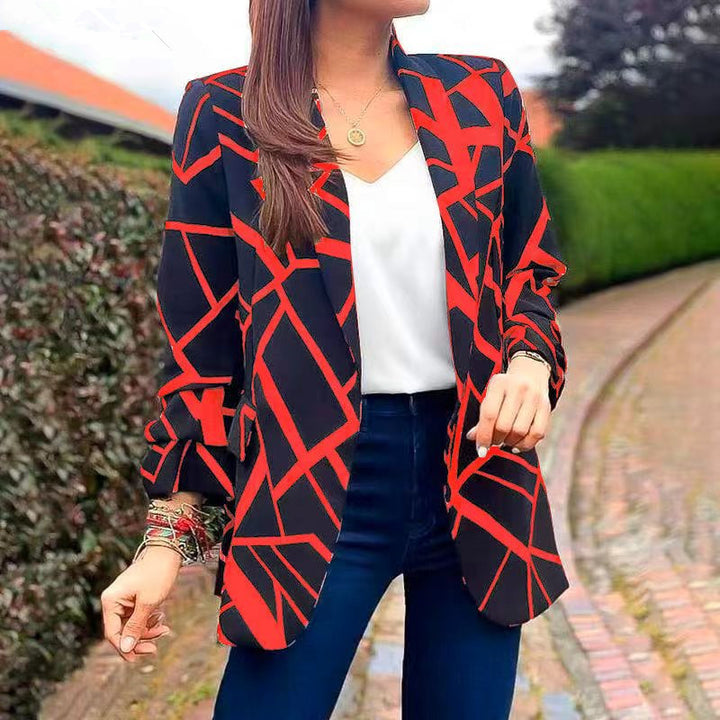 Dame Blazer med moderne geometrisk mønster og afslappet pasform Stilla
