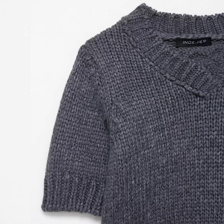 Dame sweater med kort ærme og V-hals Stilla
