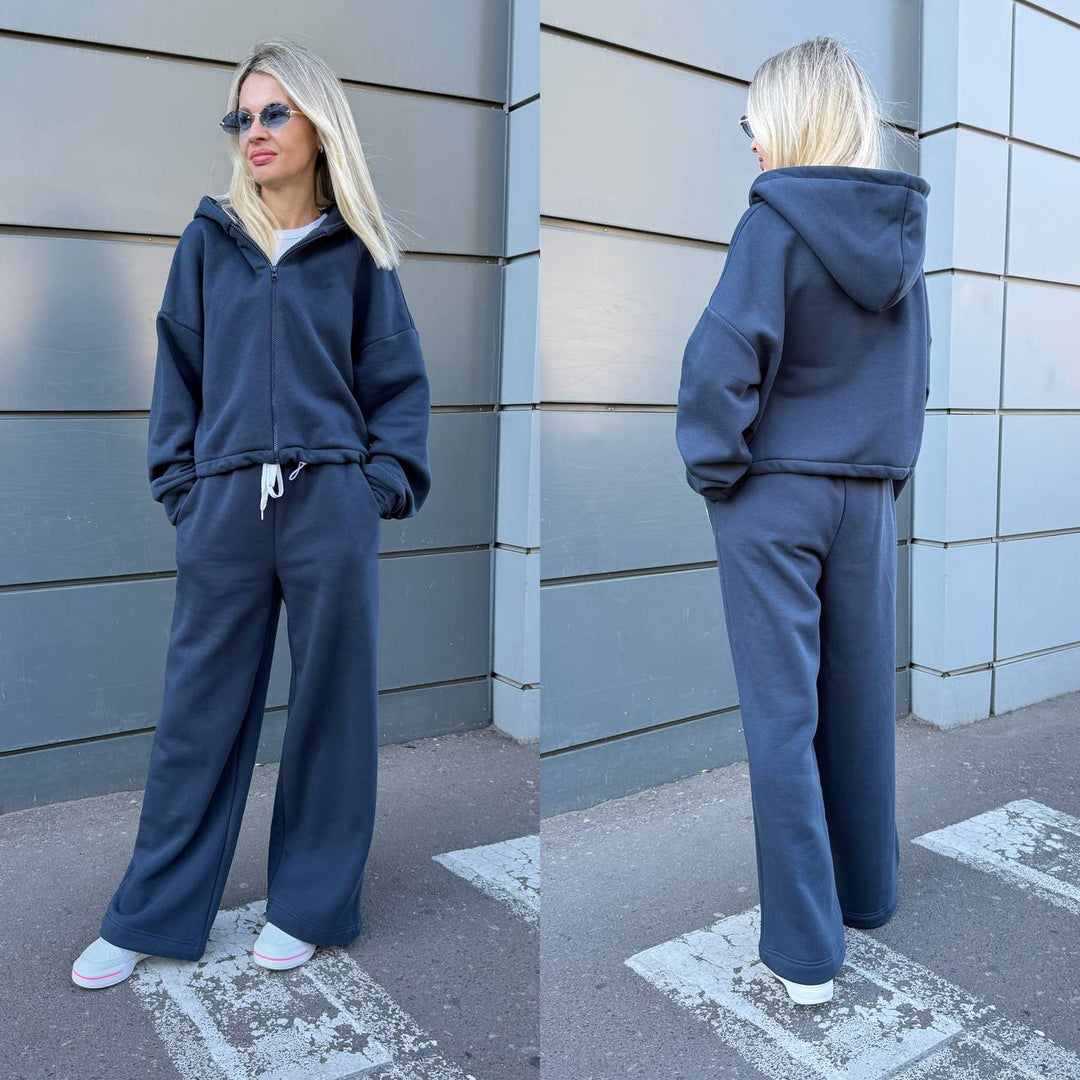 Kvinders Oversized Hoodie og Bred Bukser Sæt Skovae