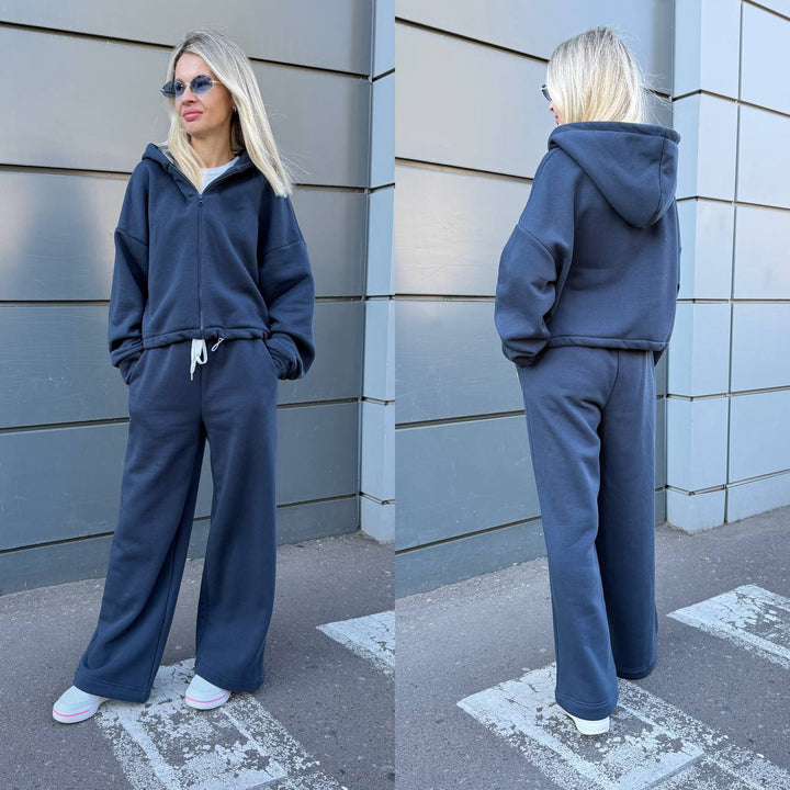 Kvinders Oversized Hoodie og Bred Bukser Sæt Skovae