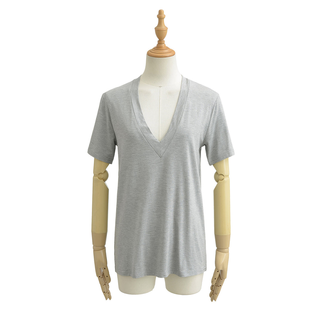 Dame V-hals T-shirt med blødt komfortmateriale Stilla