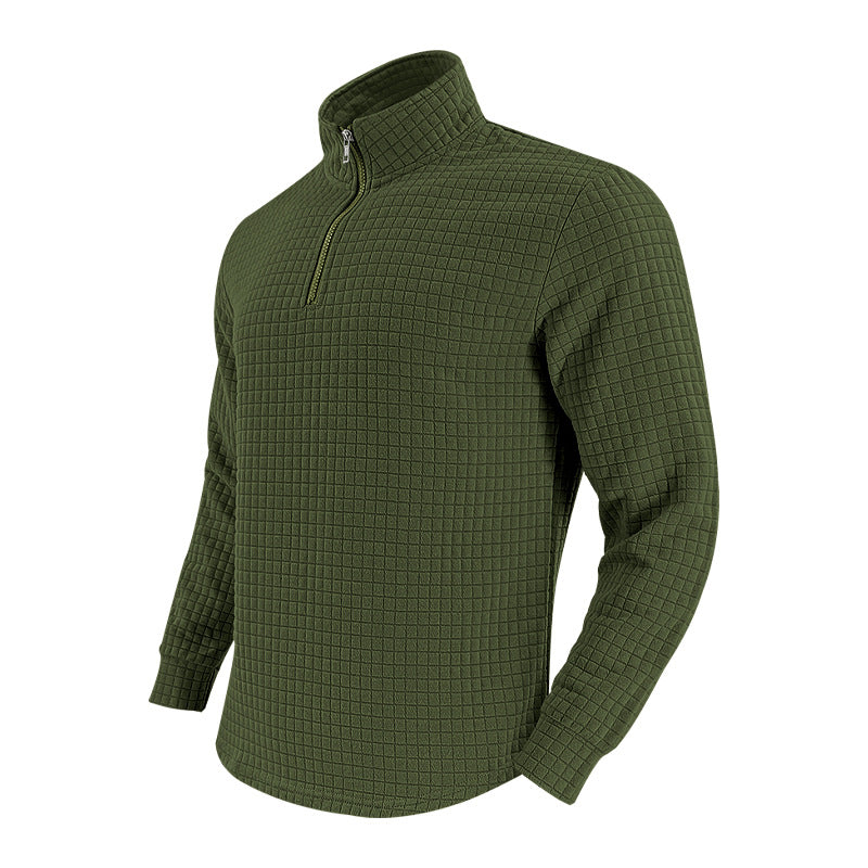 Herre fleece-pullover med høj tæt hals og strukturmønster Stilla