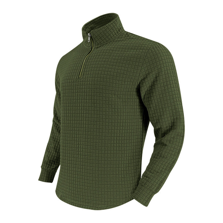 Herre fleece-pullover med høj tæt hals og strukturmønster Stilla