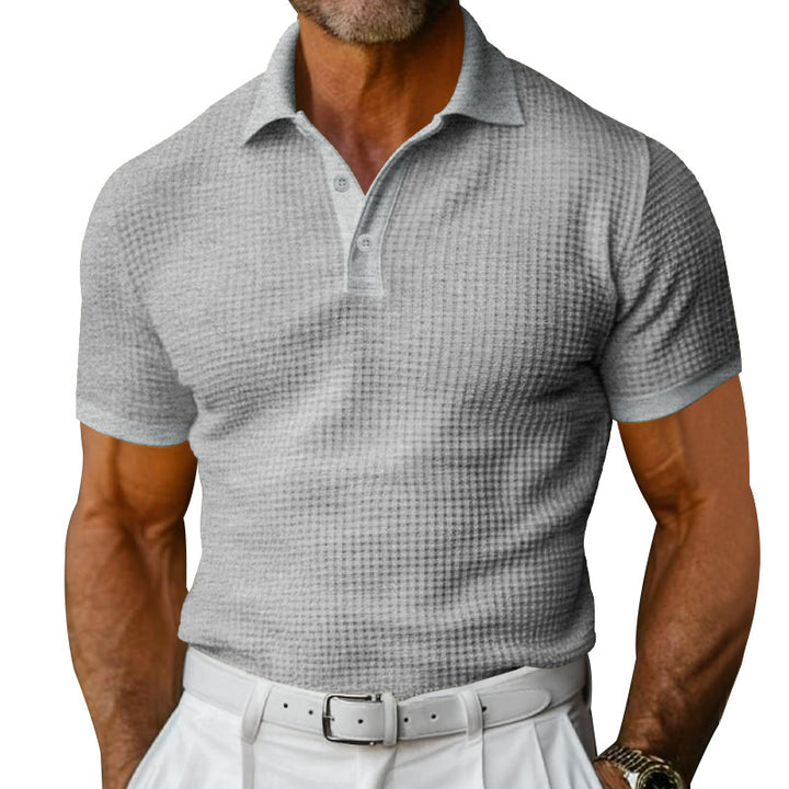Herrer nan struktureret polo t-shirt med vaffelpiké og figursyet snit Skovae