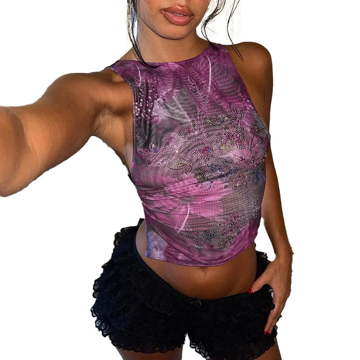 Dame Floral Tryk Korte Tanktop Stilla