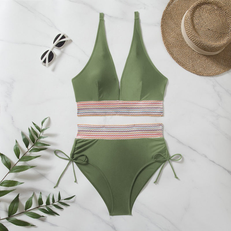 Dame Højt skåret Bikini-sæt med fashionable bindebånd og elegance snit Stilla