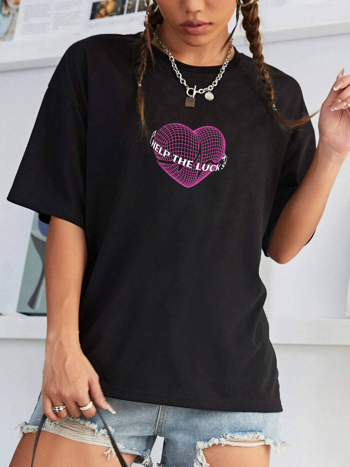 Dame afslappet T-shirt med kreativt grafikdesign Stilla
