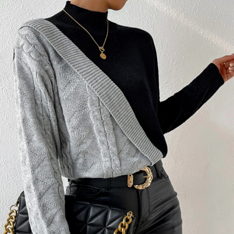 Femme Kabelstrik Farveblok Pullover Stilla