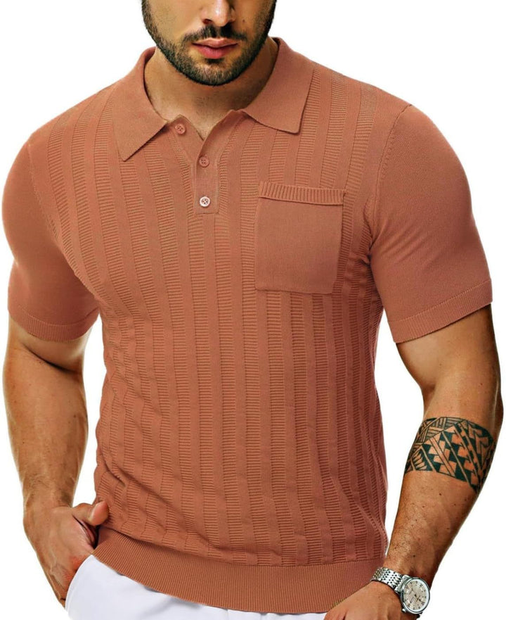 Herrer trendy polo shirt med struktureret mønster Stilla