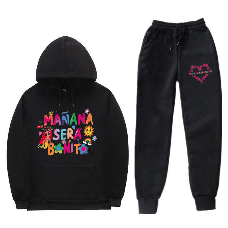 Kvinders sweatshirt og joggingbukser sæt med farverig print Skovae