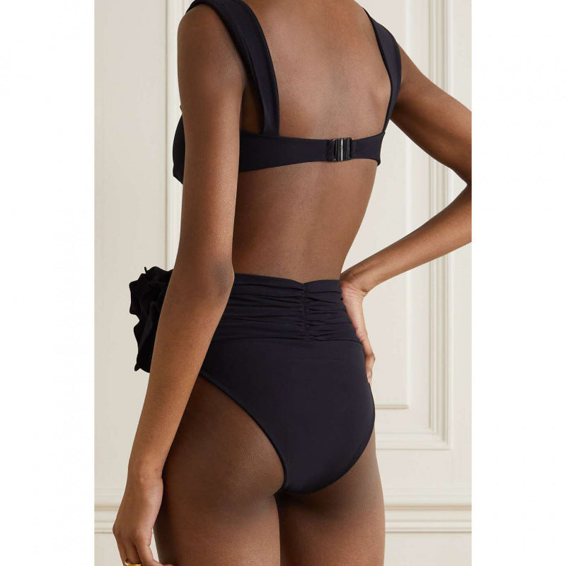 Dame Højskåret Bikini med fint Rynkedetail Skovae