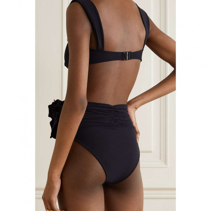 Dame Højskåret Bikini med fint Rynkedetail Skovae
