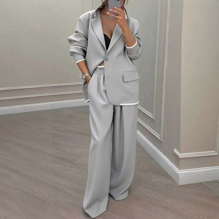 Kvinders elegante blazer og bukser sæt med bred pasform og moderne design Stilla