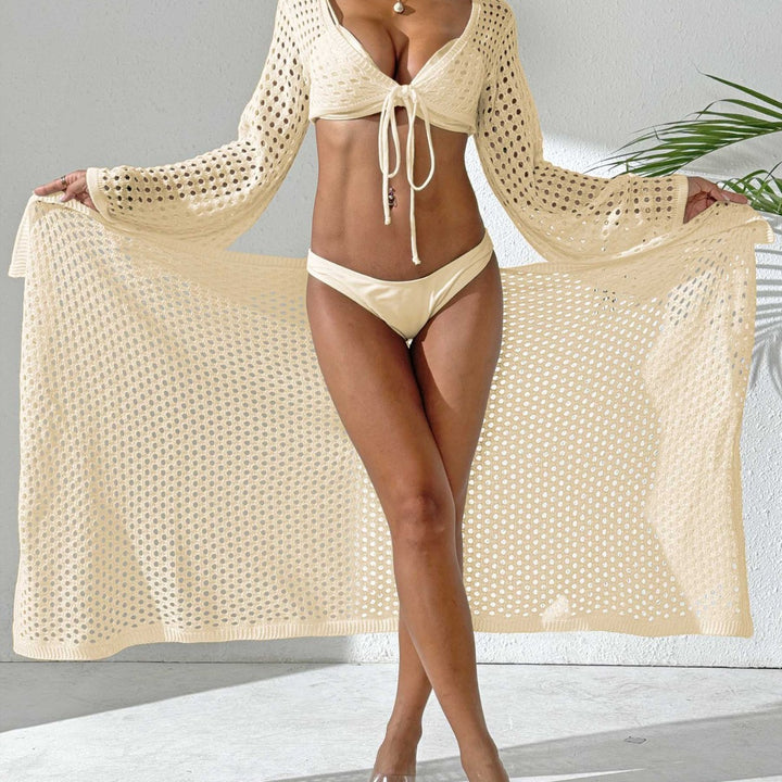 Dame Hæklet Strand Cover-Up Kimono Stilla