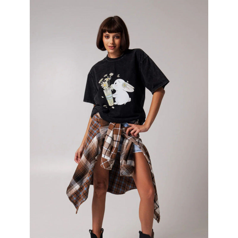 Dame T-shirt med afslappet kunstmotiv og behagelig pasform Stilla