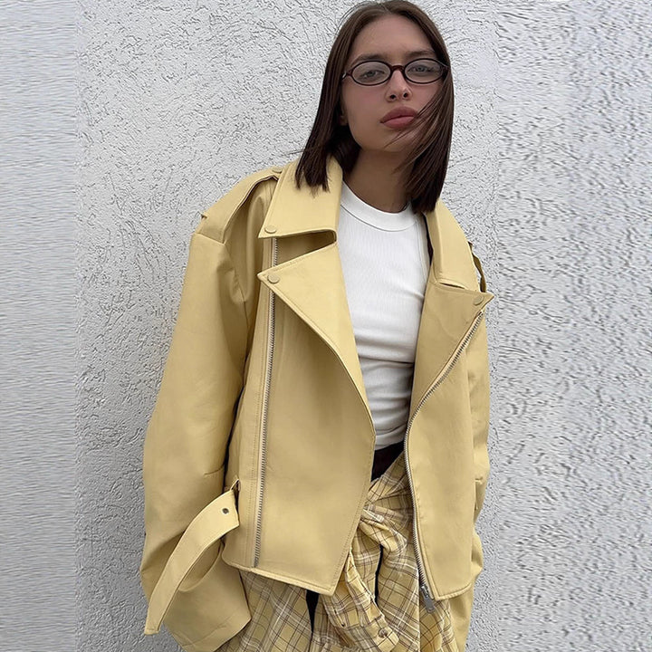 Dame Oversized Bikerjakke med flatterende skæring Stilla
