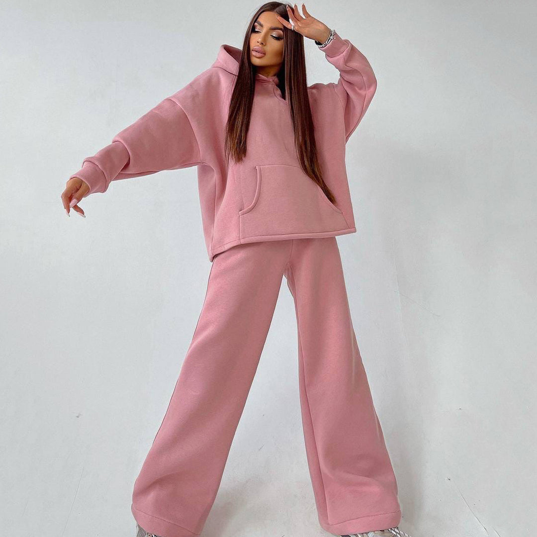 Kvinders afslappede fit hættebluse og løs sweatpants sæt Skovae