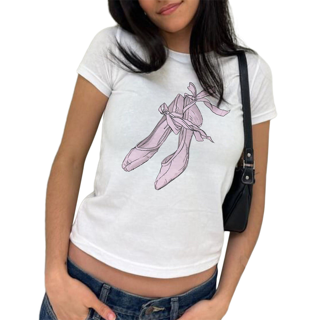 Dame T-shirt med dekoreret hjerte-motiv Skovae