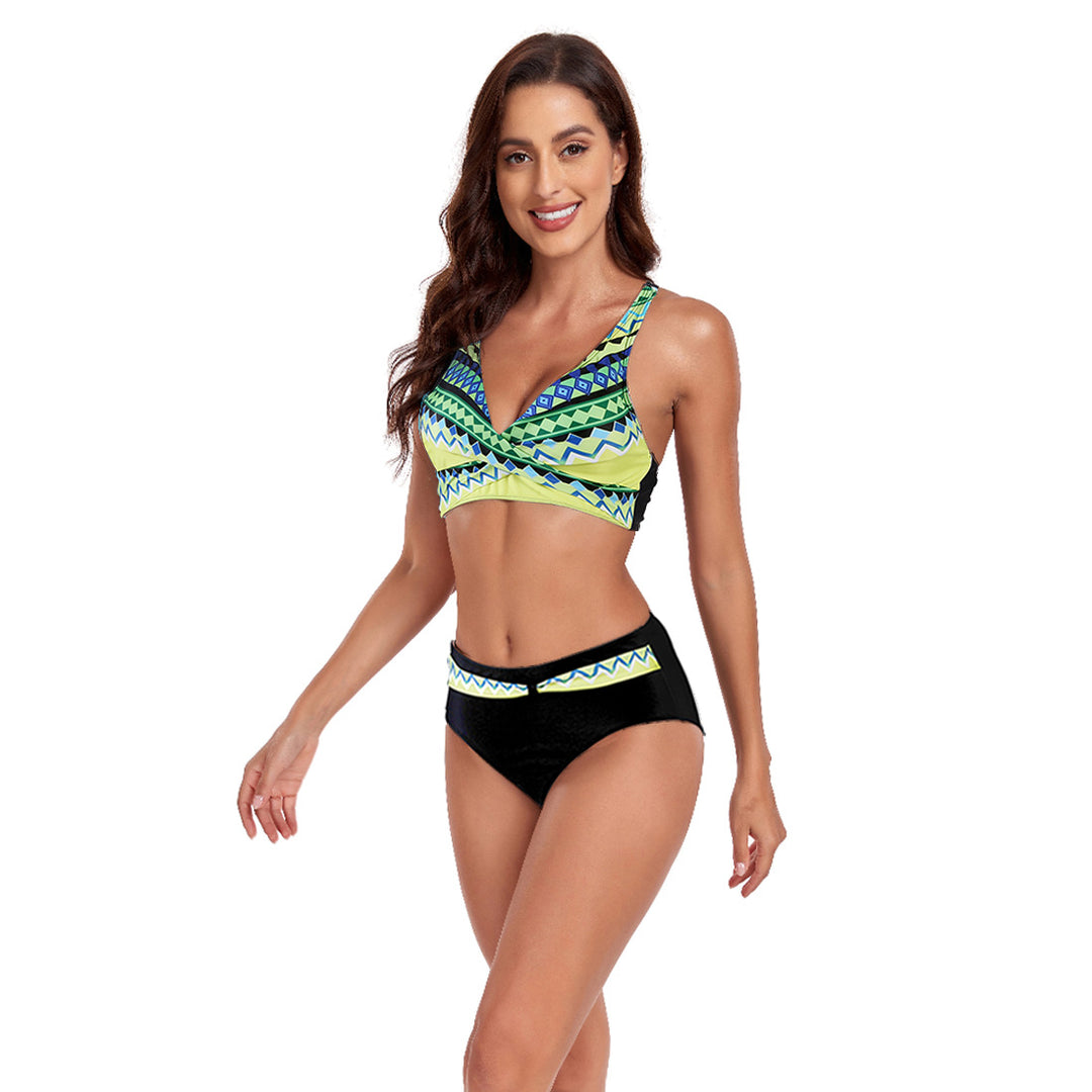 Dame Sportsligt Bikini-Sæt med trendet snit og moderne grafikdesign Skovae