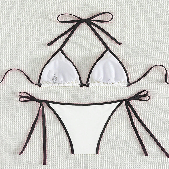 Dame triangel-bikini med justerbare bindings og høj skæring Skovae