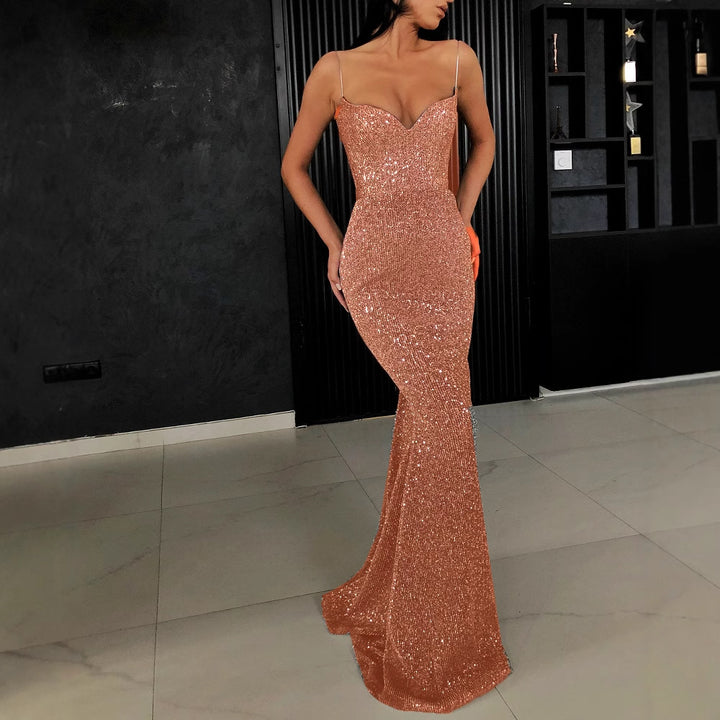 Dame Glamourøst Aftenkjole med Hjerteudskæring og Slæb Stilla