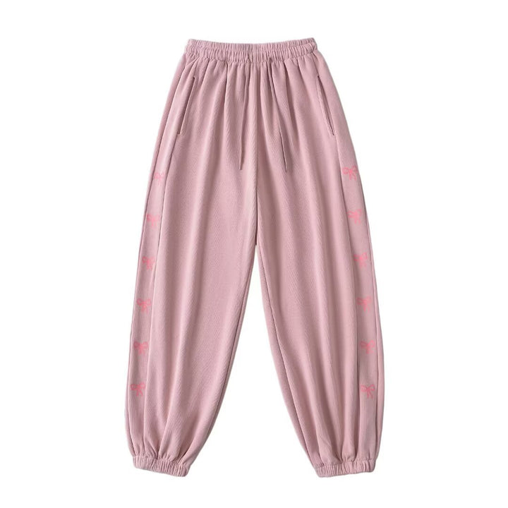 Dame Casual Joggingbukser med dekorative sløjfedetaljer og komfortabel pasform Stilla