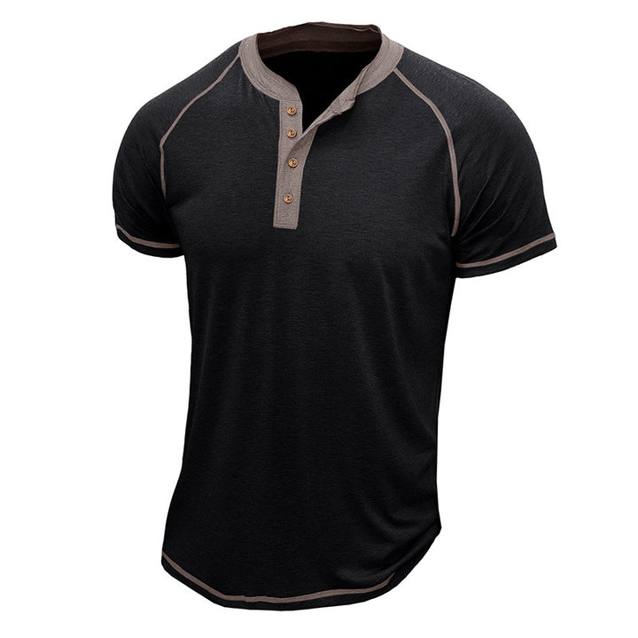 Herrer Kortærmet Henley-T-shirt med kontrastdetaljer og slidstærkt stof Stilla