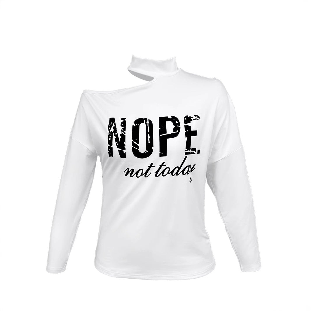 Dame Off-Shoulder T-shirt med Statement-Print Stilla