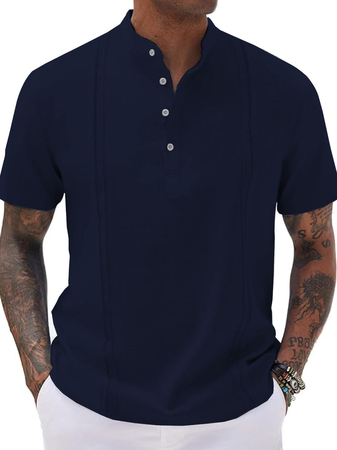 Herrer Poloshirt med moderne knapliste-design og åndbar struktur Stilla