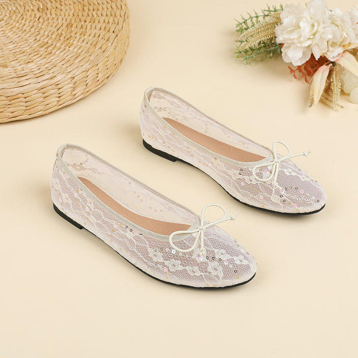 Dame Ballerinas i sart blonde med glimmerdetaljer Stilla