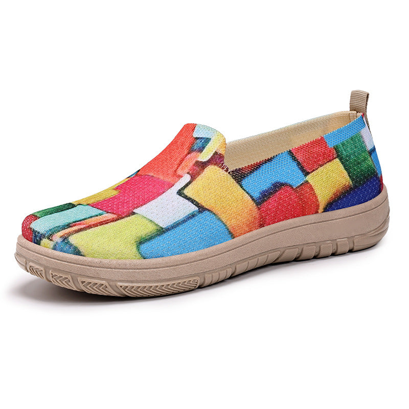 Dame Slip-On sko med farverigt kattemønster Stilla