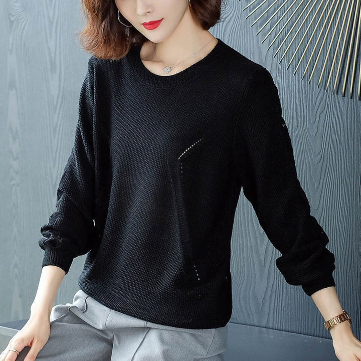 Dame Elegant Strik Sweater med Gittermønster Stilla
