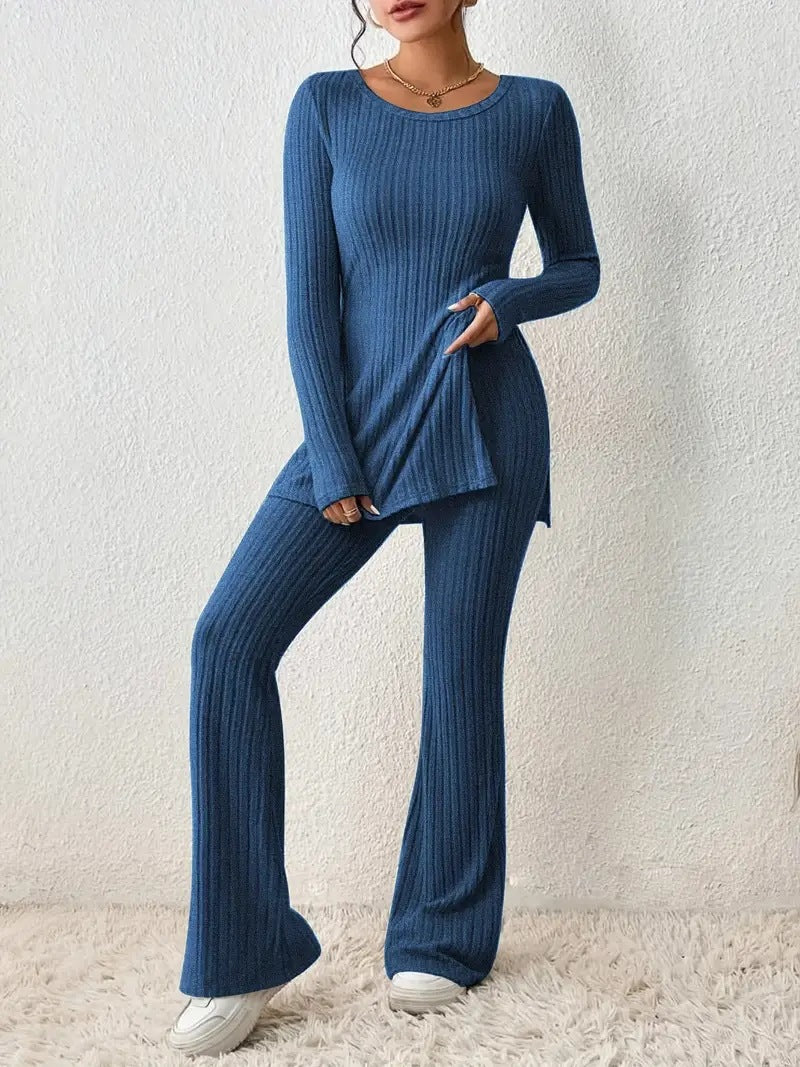Dame Kombi-Loungewear med langt top og udvidede ben Stilla