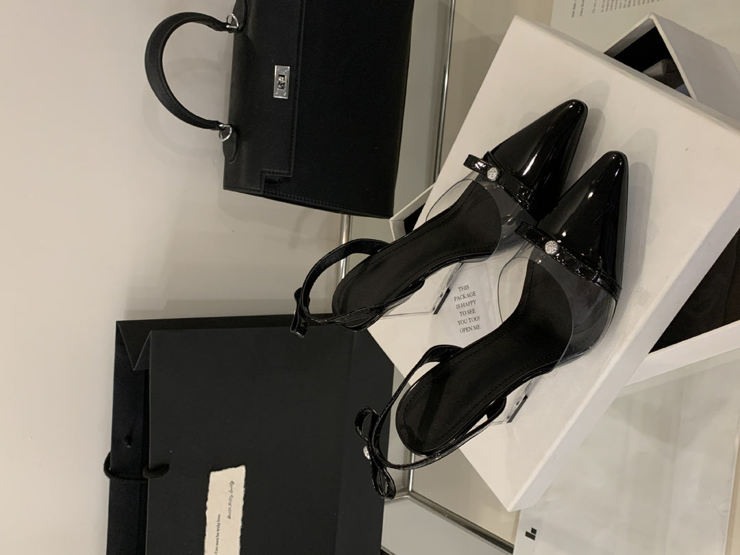 Damer Slingback Pumps med gennemsigtigt overmateriale og fin sløjfedekoration Stilla
