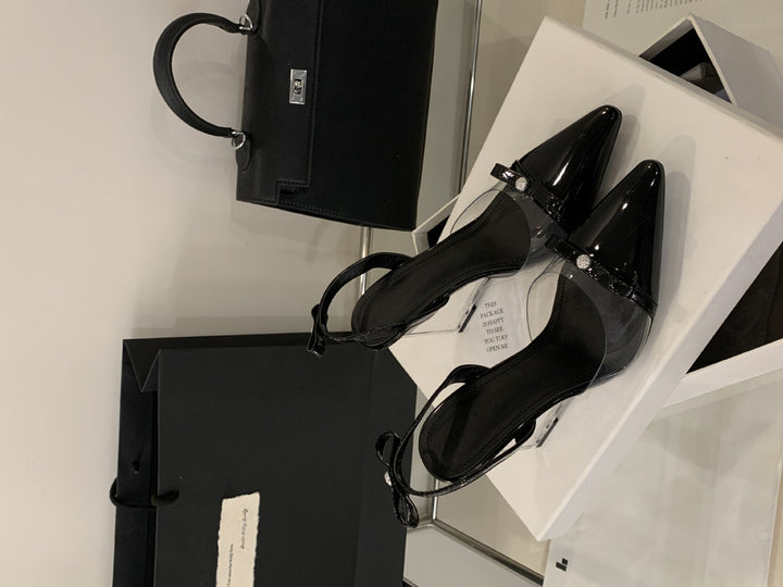 Damer Slingback Pumps med gennemsigtigt overmateriale og fin sløjfedekoration Stilla