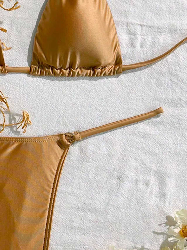 Dame triangel-bikini med elegante frynser og justerbare bånd Skovae