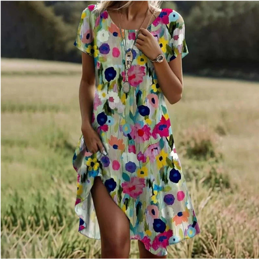 Damer Floral Maxikjole med sidelukning og lette folder Stilla