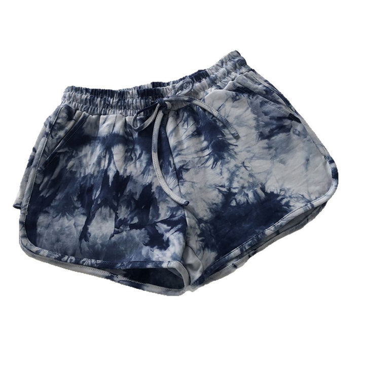Kvindernes casual sweatshorts med trendy tie-dye design og praktiske sidelommer