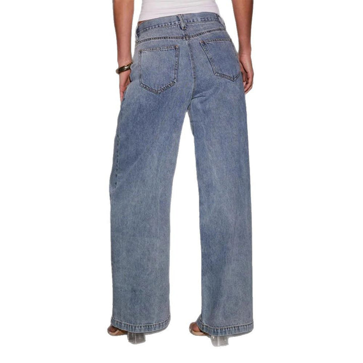 Dame bred jeans med høj talje og afslappet snit Stilla