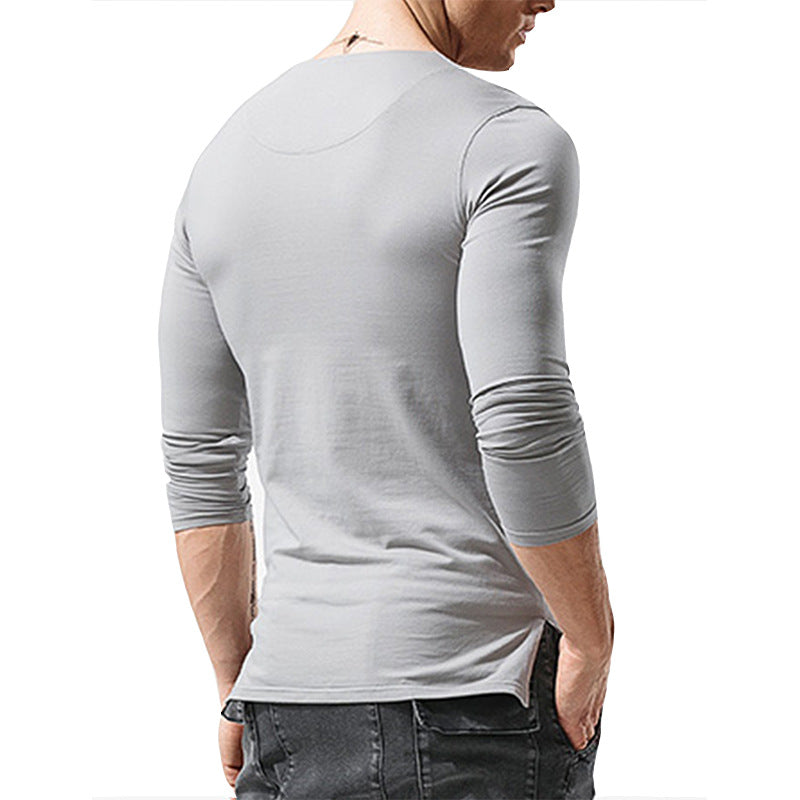 Herrer Langærmet Henley Shirt med moderigtig knapdesign og tætsiddende pasform Stilla