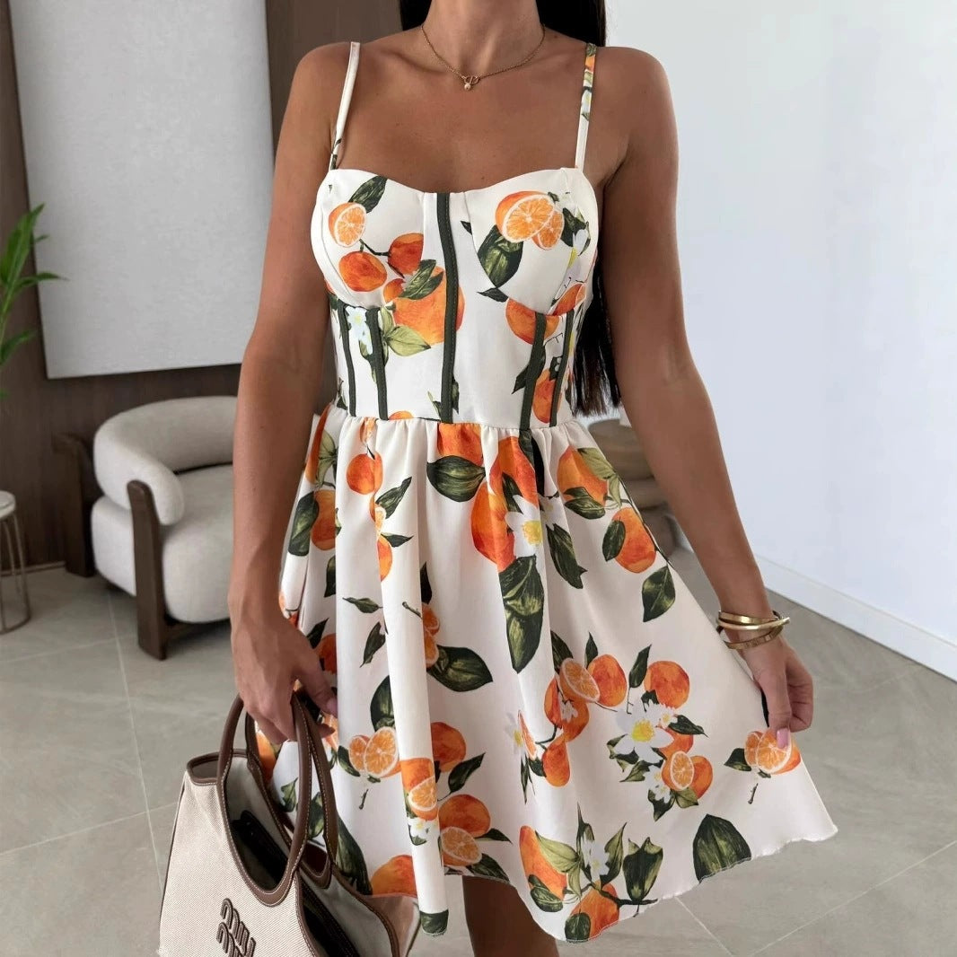 Dame Floral Print A-Linie Mini Kjole Stilla
