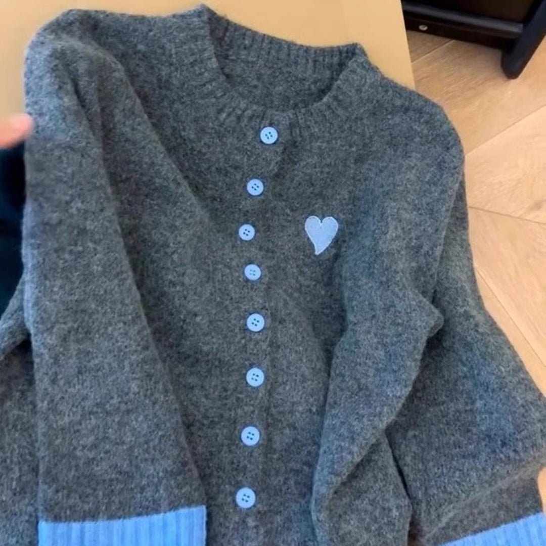 Kvinders hyggelige bløde cardigan med bomuldsblanding og moderne accentfarver Stilla
