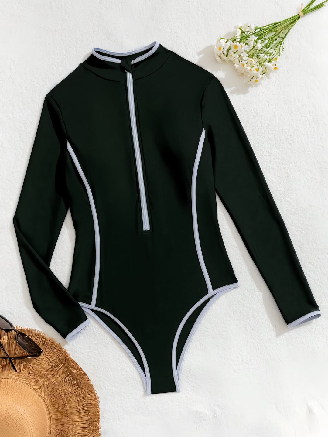 Dame Langærmet Lynlås Rash Guard Badedragt Stilla