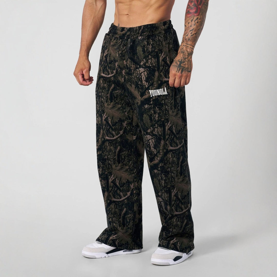 Herren nan bredde camouflagesweatpants med elastisk komfortbund og lår-logo Skovae