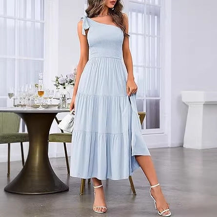Dame Maxikjole med ærmeløs design og elastisk bustier Skovae