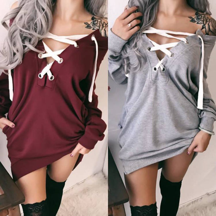 Kvinders Oversized Hoodie med Legende Snøredesign Stilla