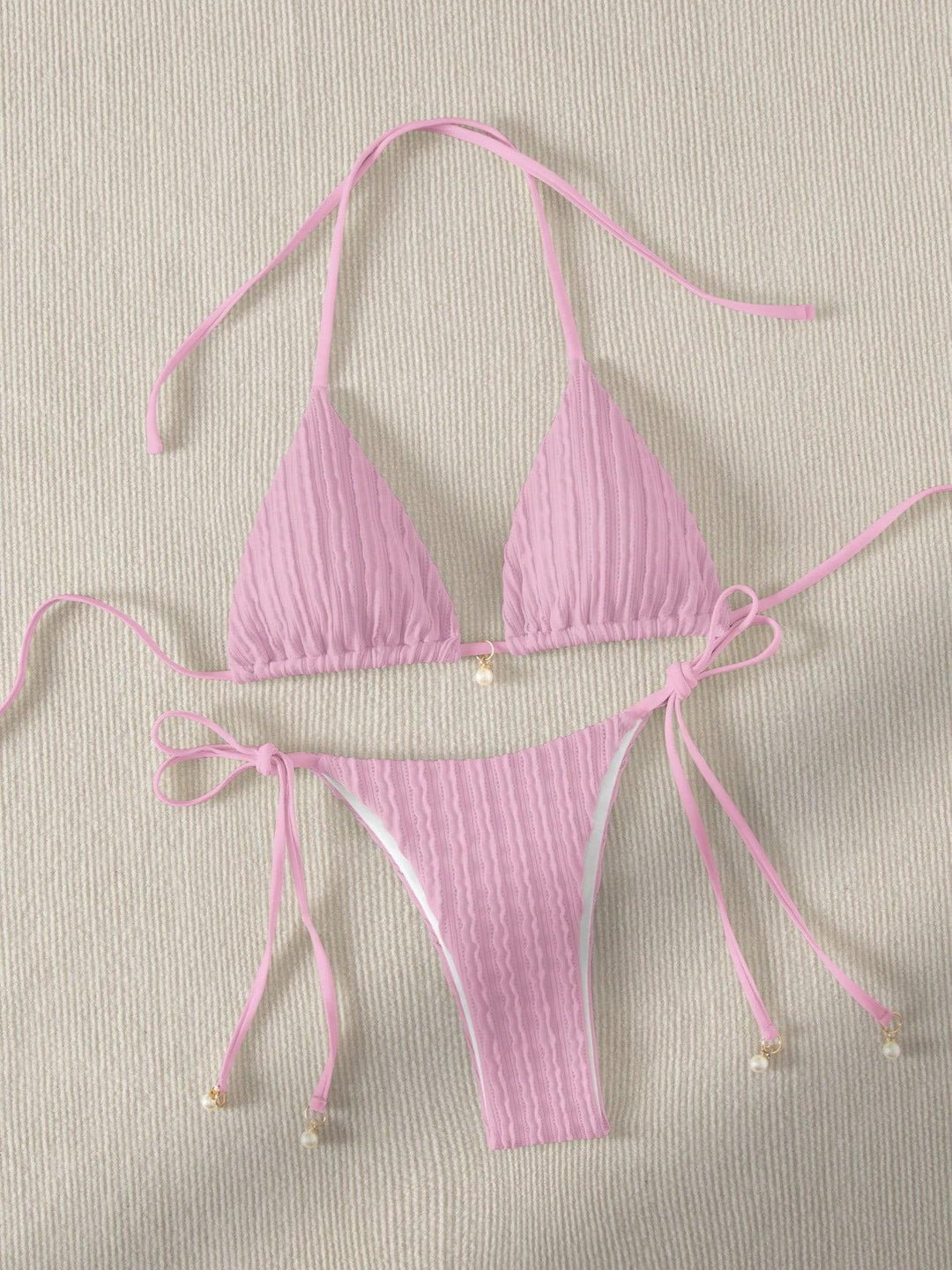 Damer Triangle-bikini med struktureret design og justerbare stropper Skovae