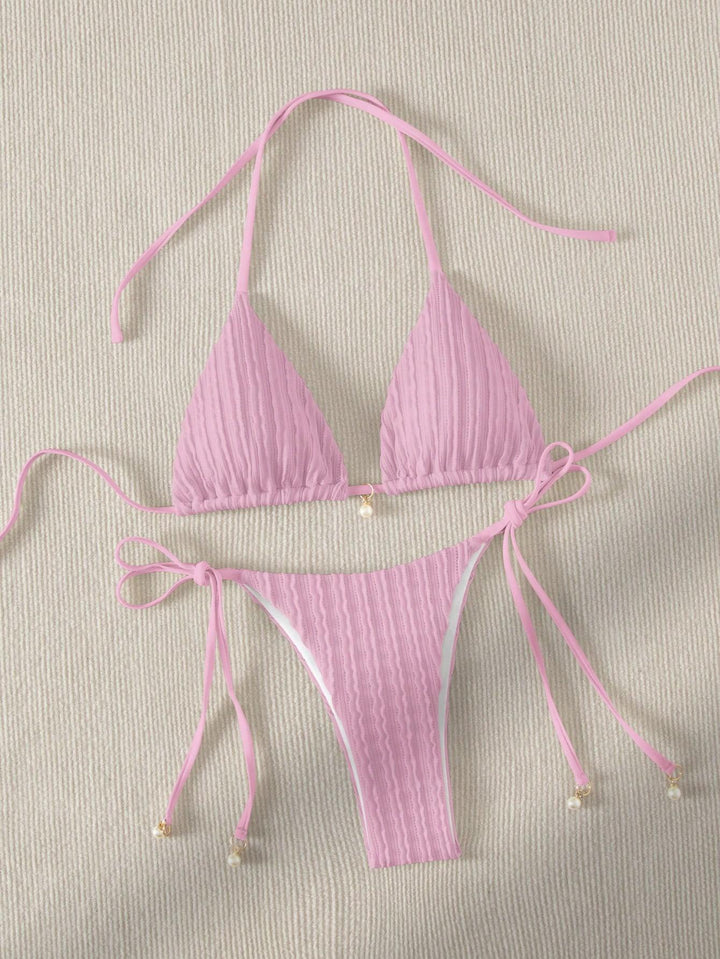Damer Triangle-bikini med struktureret design og justerbare stropper Skovae